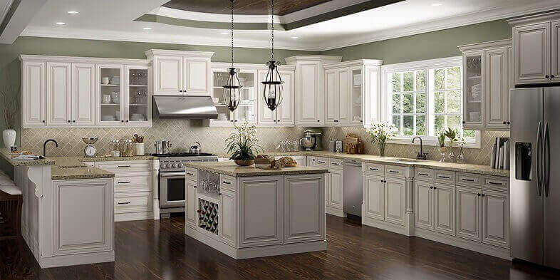 Framed Rta Kitchen Cabinets, How To Antique White Cabinets